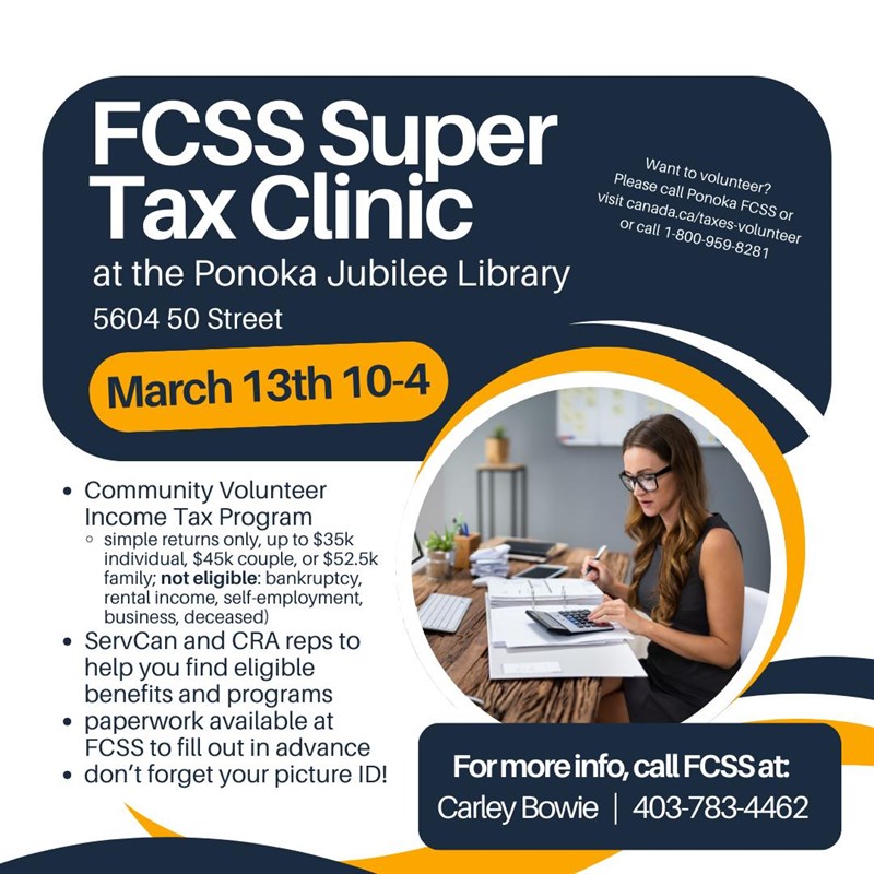 FCSS Super Tax Clinic - at - Ponoka Jubilee Library
