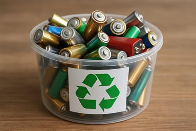 Household Batteries in a Recycling Container